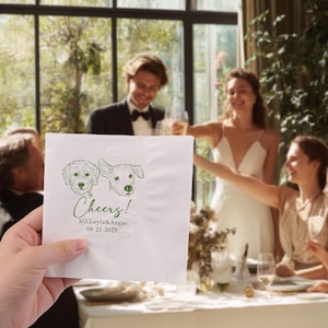 Tovaglioli di carta personalizzati | Tovaglioli personalizzati | Tovaglioli personalizzati per matrimonio con animali domestici | Tovaglioli per matrimonio | Tovaglioli per cani | Regalo per la festa di fidanzamento