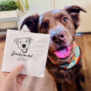 Tovaglioli personalizzati per matrimonio | Tovaglioli personalizzati per animali domestici | Tovaglioli per ricevimenti di nozze | Tovaglioli da cocktail | Cane illustrato personalizzato | Tovaglioli moderni