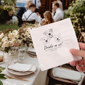 Tovaglioli da cocktail personalizzati per animali domestici, tovaglioli da cocktail personalizzati per gatti, tovaglioli da matrimonio personalizzati con ritratto di animali domestici, tovaglioli da matrimonio con cane, bomboniere