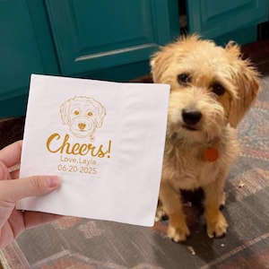 Tovaglioli per matrimonio, tovaglioli di carta personalizzati, cane illustrato personalizzato, tovaglioli per fidanzamento personalizzati, tovaglioli per cocktail da festa personalizzati, tovaglioli per cani