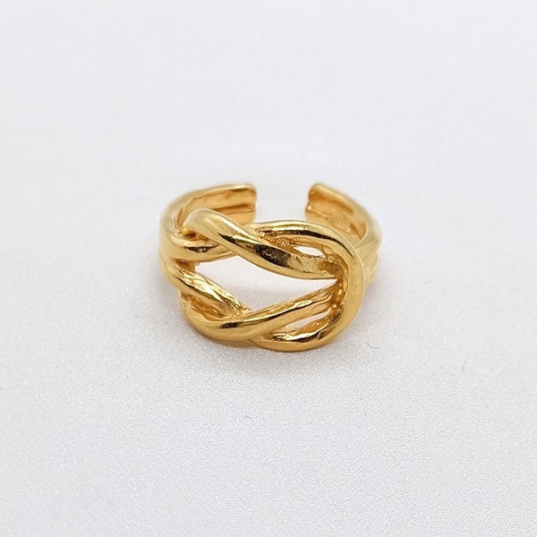 Hercules Knot adjustable ring, Nautical knot ring, Adjustable open ring, Infinite knot, Unisex Nautical ring, Gold Statement ring