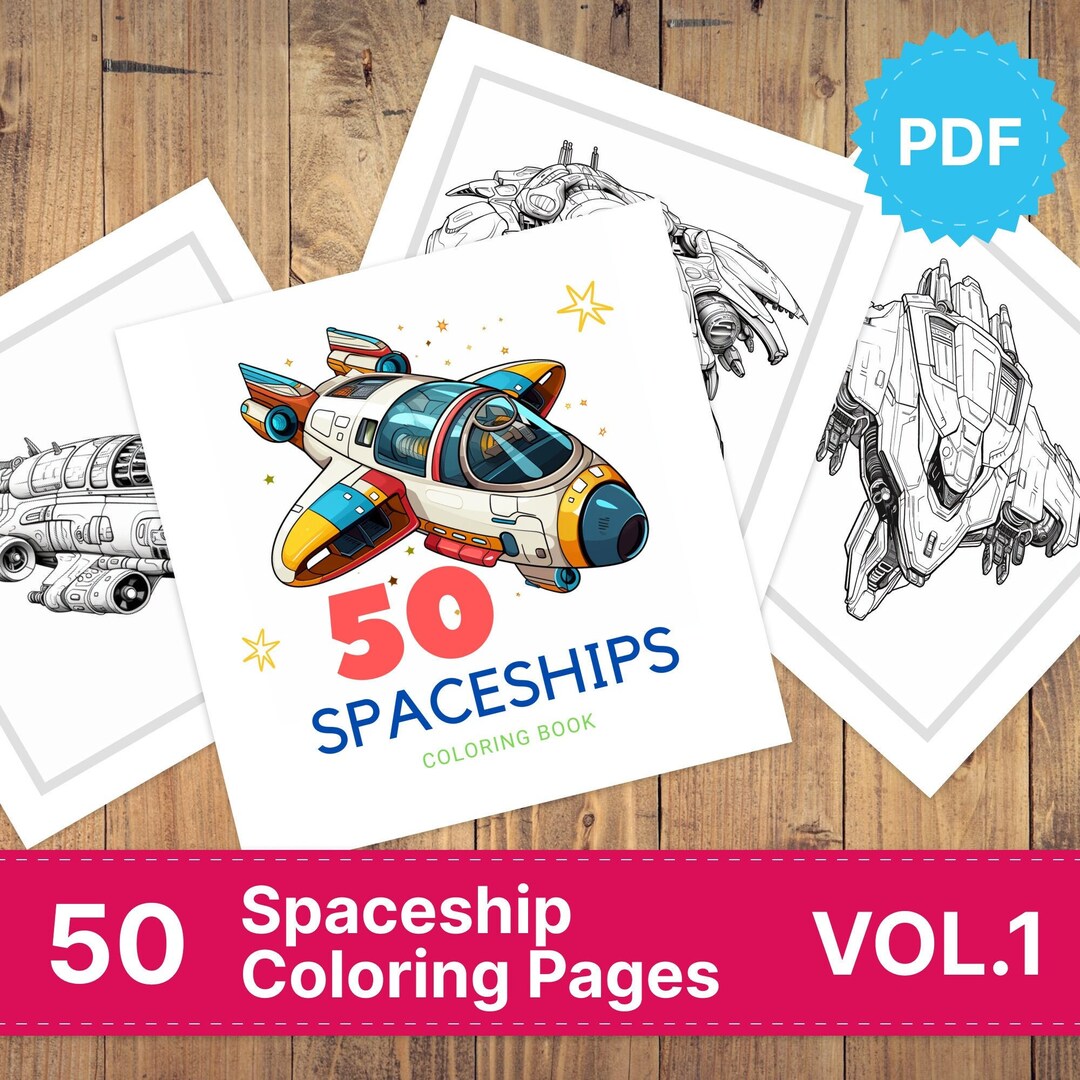 50 Spaceships Coloring Pages for Kids and Adults. PDF Coloring - Etsy