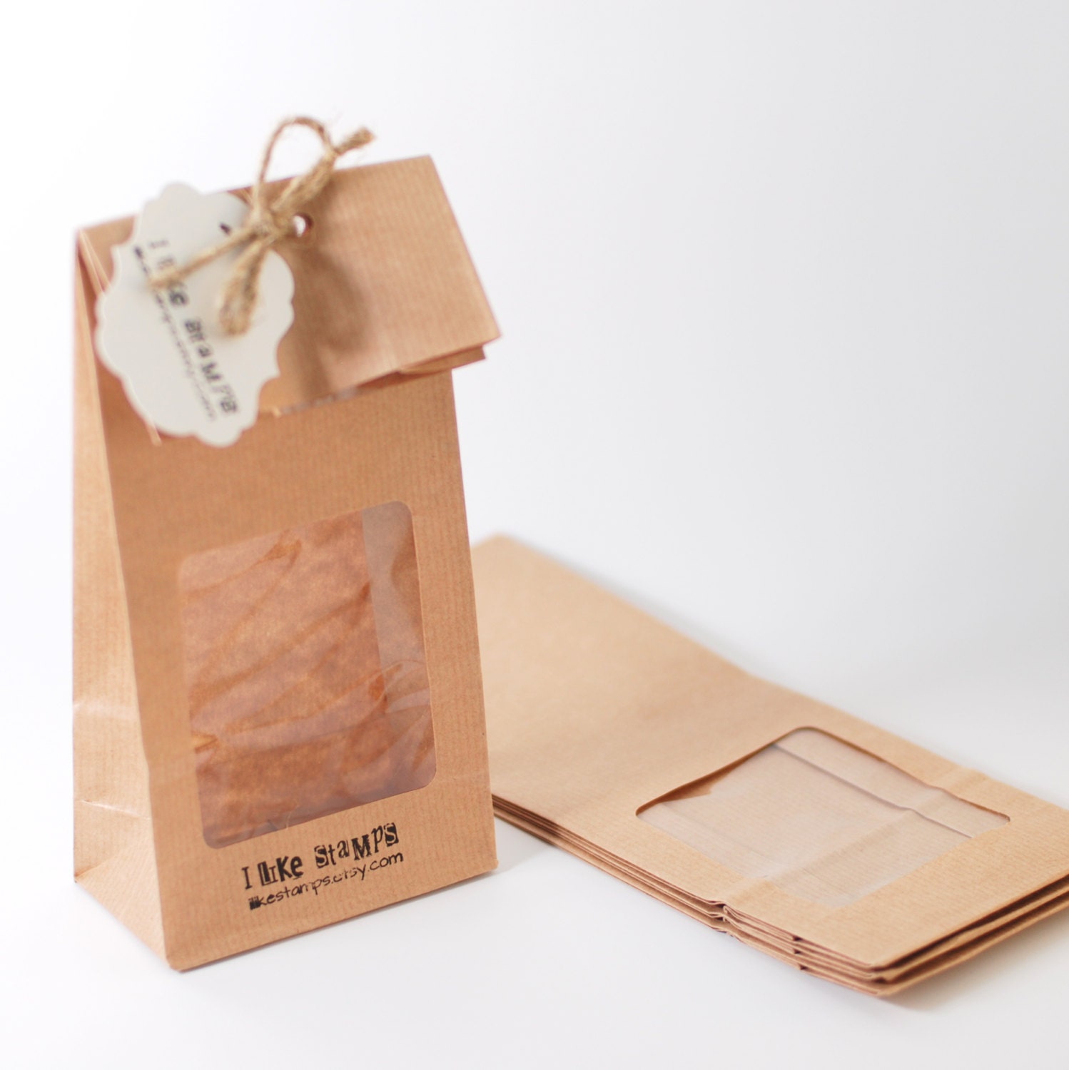 Brown paper bags Favor bags with window Flat back bags Etsy