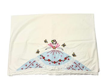 Vintage Embroidered Girl Pillowcase