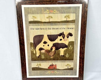 Vintage Country Cow Kitchen Wood Plaque