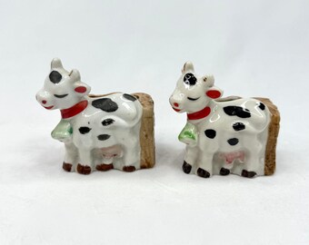 Set of Two Mini Made in Japan Cow Toothpick Holders