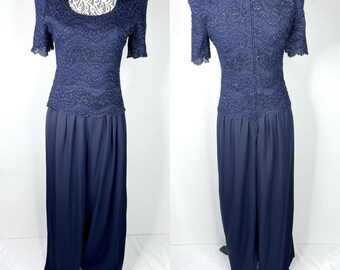 Vintage Late Edition LTD Navy Lace Wide Leg Jumpsuit