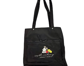 Vintage Disney Mickey Mouse Black Nylon Tote Bag Purse