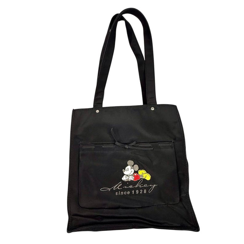 Bolso tote vintage de nailon negro de Mickey Mouse de Disney imagen 1