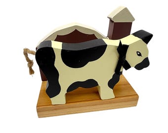 Country Kitchen Wooden Cow Napkin Holder