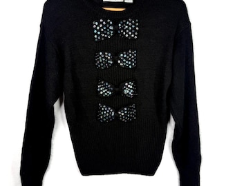 Vintage Nuggets Bow Front Angora Silk Sweater