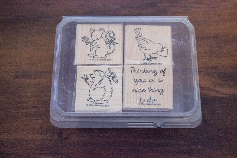 Never Used Thinking of You 2002 Stampin/' Up Cute Critters Set of 4 Stamps