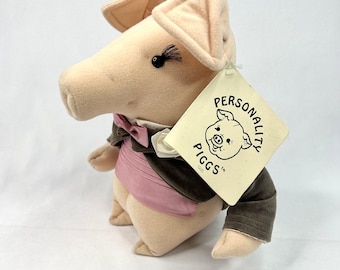 Vintage 1984 Russ Berrie Personality Pigs Plush Gus