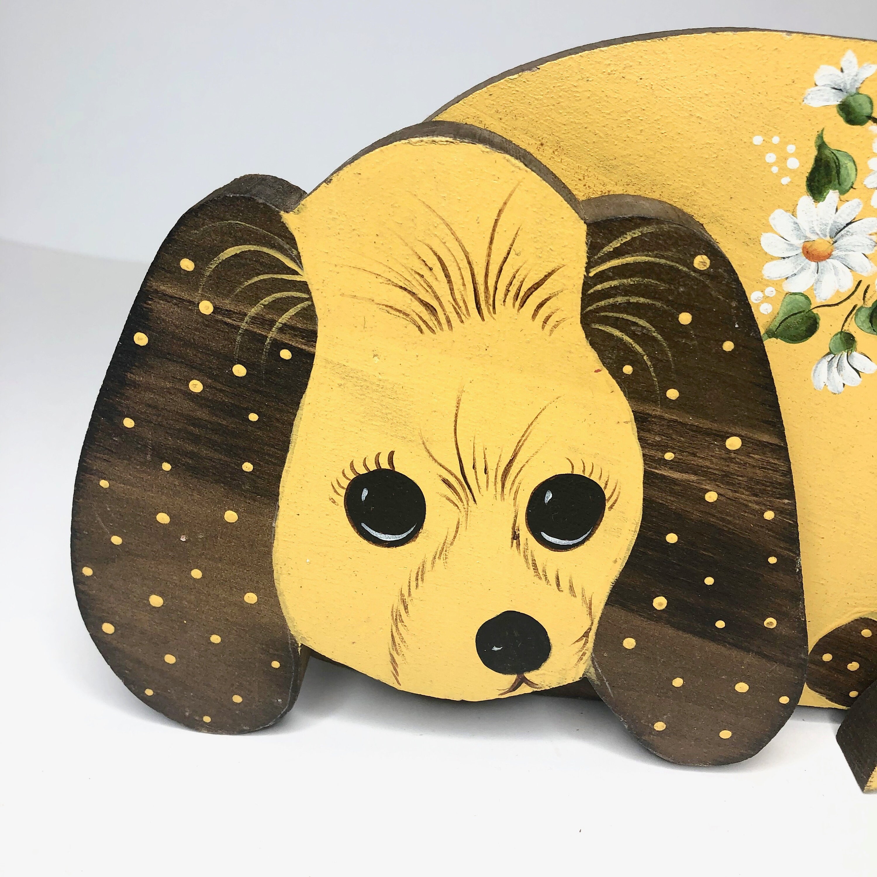 Vintage Wooden Hand Painted Dog Door Stop Decor Etsy