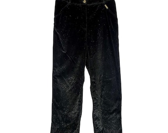 St. John Sport Black Velour Sparkle Pants Size 6