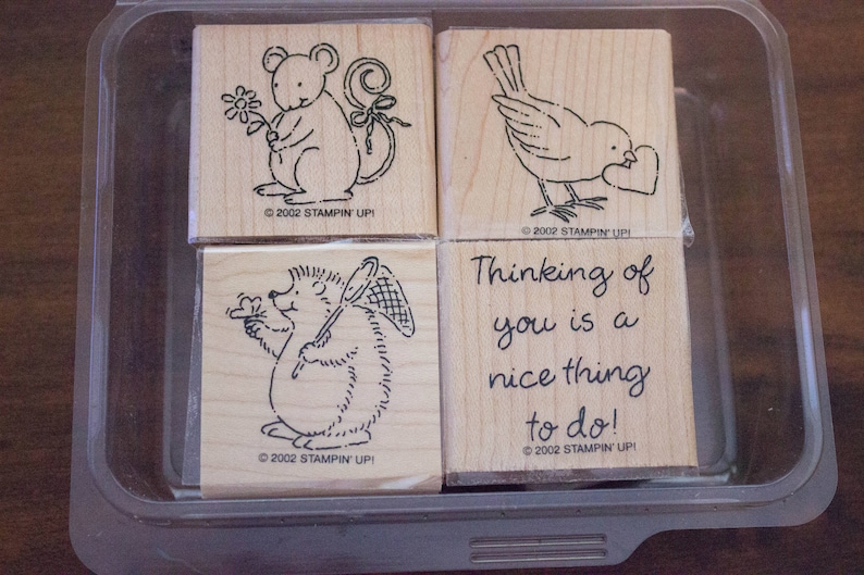 Never Used Thinking of You 2002 Stampin/' Up Cute Critters Set of 4 Stamps