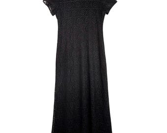 Vintage Jessica Howard Petite Black Lace Short Sleeve Dress 10P