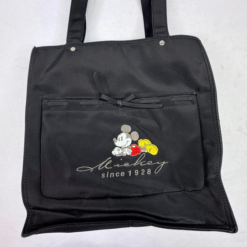 Bolso tote vintage de nailon negro de Mickey Mouse de Disney imagen 3