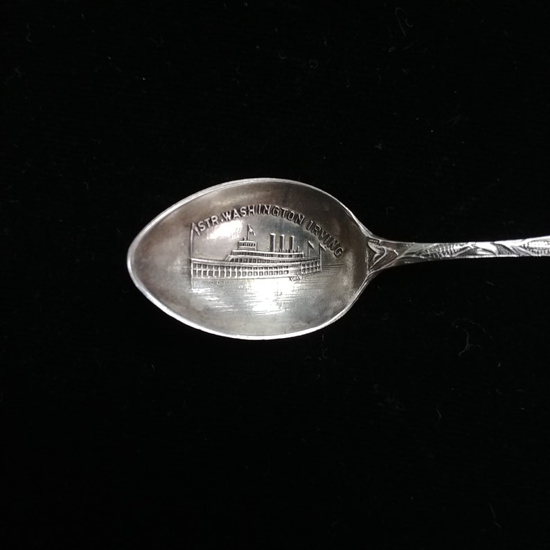 Vintage STR Washington Irving Decorative Sterling Silver Souvenir Spoon