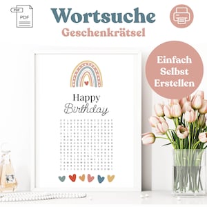 Gutschein Geburtstag - personalisierter Rätsel Erlebnisgutschein für jeden Anlass - digitale Geschenkidee zum Ausdrucken - DIN A4 PDF