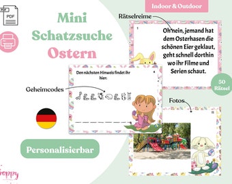 Oster Schatzsuche - personalisierbare Schnitzeljagd zum Eiersuchen im Frühling - digitales PDF zum Ausdrucken