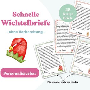 Schnelle Wichtelbriefe  - Personalisierbar - für ein oder mehrere Kinder - für die Wichteltür im Advent - zum ausdrucken