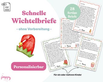 Schnelle Wichtelbriefe  - Personalisierbar - für ein oder mehrere Kinder - für die Wichteltür im Advent - zum ausdrucken
