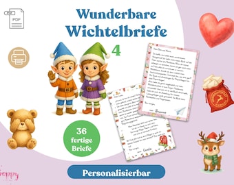 Wunderbare Wichtelbriefe 4 - Personalisierbar - für ein oder mehrere Kinder - für die Wichteltür im Advent - zum ausdrucken