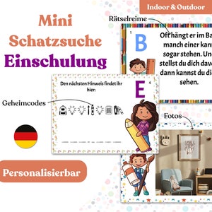 Schulanfang Schatzsuche - personalisierbare Schnitzeljagd zur Einschulung - digitales PDF zum Ausdrucken