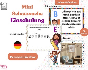 Schulanfang Schatzsuche - personalisierbare Schnitzeljagd zur Einschulung - digitales PDF zum Ausdrucken