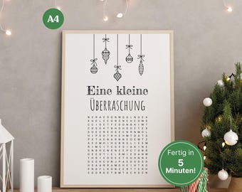Personalisierbares Rätsel als kreative Gutschein-Verpackung – Last-Minute Weihnachtsgeschenk, um Zeit statt Zeug zu schenken- digitales PDF