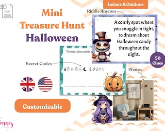 Halloween Treasure Hunt - Personalizable scary themed Scavenger Hunt for Children's Birthday - Digital print at home PDF