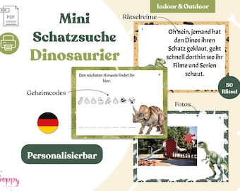 Dinosaurier Schatzsuche - personalisierbare Schnitzeljagd zum Dino Kindergeburtstag - digitales PDF zum Ausdrucken