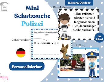 Polizei Schatzsuche - personalisierbare Schnitzeljagd zum Kindergeburtstag - digitales PDF zum Ausdrucken