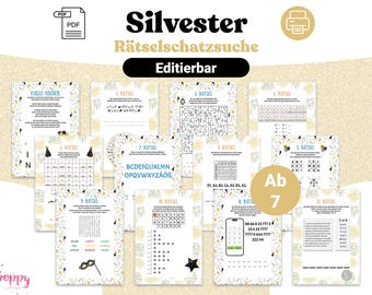 Silvester Schatzsuche für ältere Kinder- personalisierbare Schnitzeljagd zum neuen Jahr- digitales PDF zum Ausdrucken