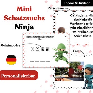 Ninja Schatzsuche - personalisierbare Schnitzeljagd für einen coolen Kindergeburtstag - digitales PDF zum Ausdrucken