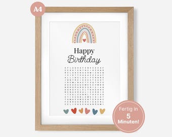 Gutschein Geburtstag - personalisierter Rätsel Erlebnisgutschein für jeden Anlass - digitale Geschenkidee zum Ausdrucken - DIN A4 PDF