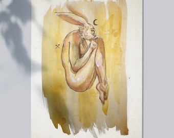 Rabbit Woman - Fine Art Print - by Lauren Walke - 9 Sirens Creative