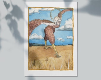 As a hen gathers Her chicks - Hand Embellished Fine Art Print - by Lauren Walke - 9 Sirens Creative