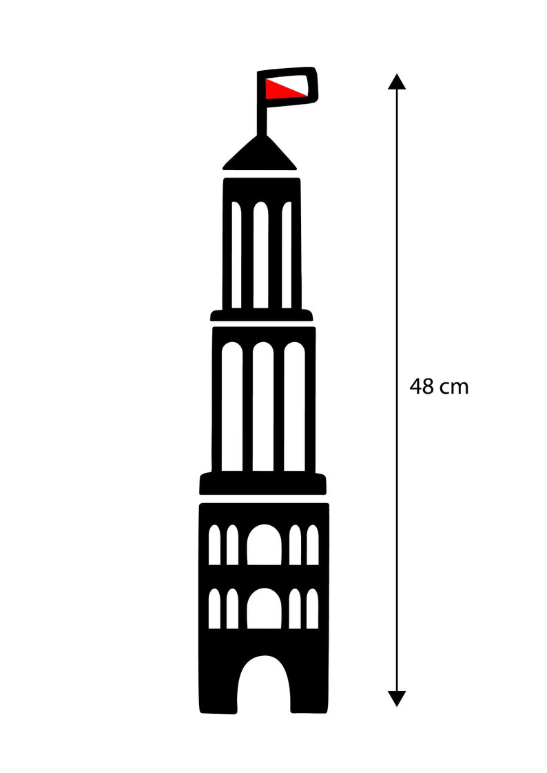 Raamstickers Utrecht, de Domtoren 44 cm afbeelding 3