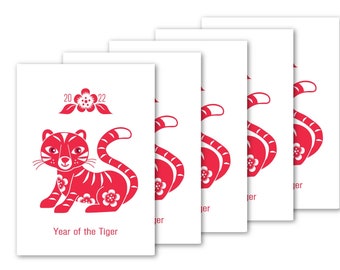 Set of 5  postcards Year of the Tiger