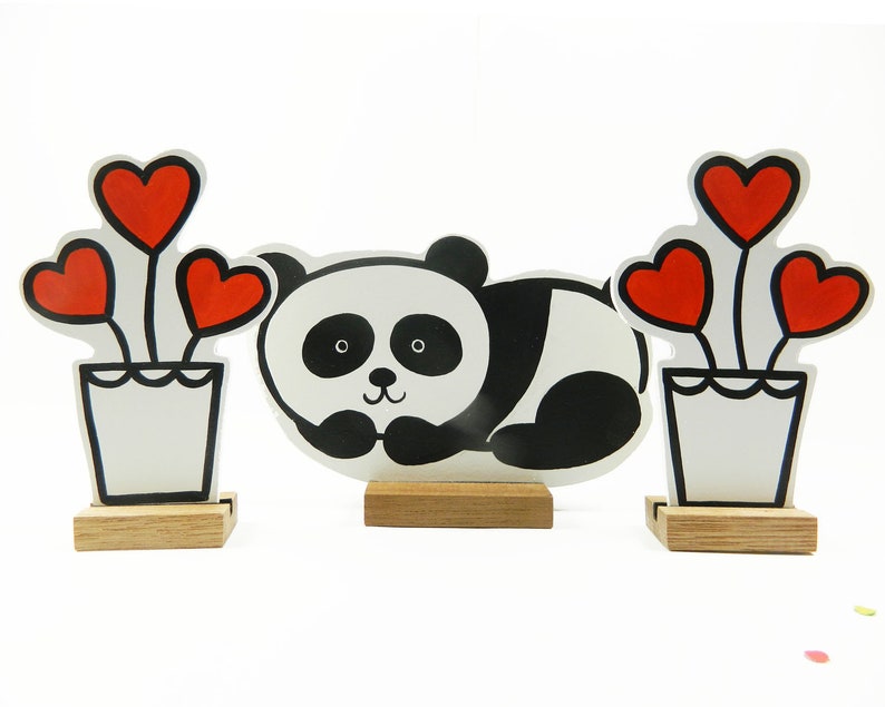 Houten panda Xing Hao Good Star Geweldig cadeau voor pandaliefhebbers. Zit graag naast planten of computers. afbeelding 4