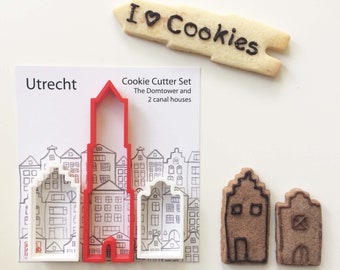 Cookie Cutter Set Utrecht, the Domtower and 2 Dutch canal houses. Makes great cookies. Build your own little eatable city.