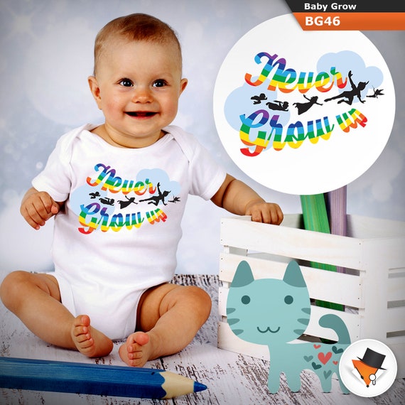 BEAUTIFUL NEVER GROW UP PETER PAN BABYGROW BABY grow ALL SIZES 0-3 month