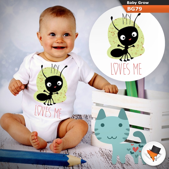 My aunt ant loves me funny BABYGROW BABY GROW ALL SIZES Unisex 1 ^