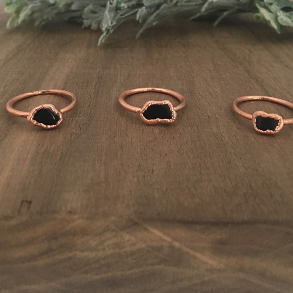 Black Andradite Garnet Ring // Ring // Garnet // Minimal // Dainty // Boho Style // Bohemian // Electroformed Ring // Copper // stackable