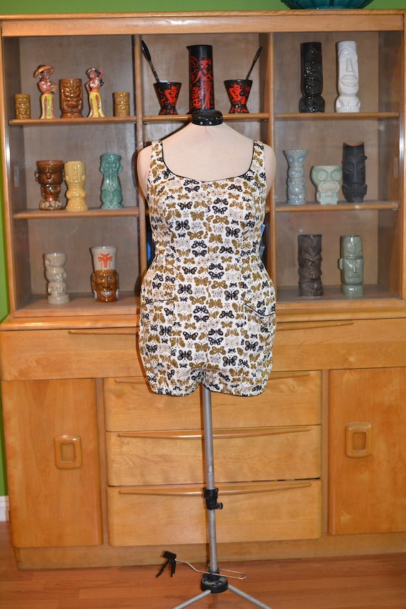 Vintage 1950s Multicolor Novelty Playsuit/Swimsuit