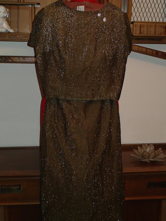 Vintage 60s Designer Lurex Blouse and Pencil Skirt