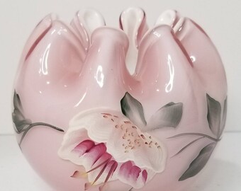 Fenton Pre-Logo Cranberry Rose Bowl
