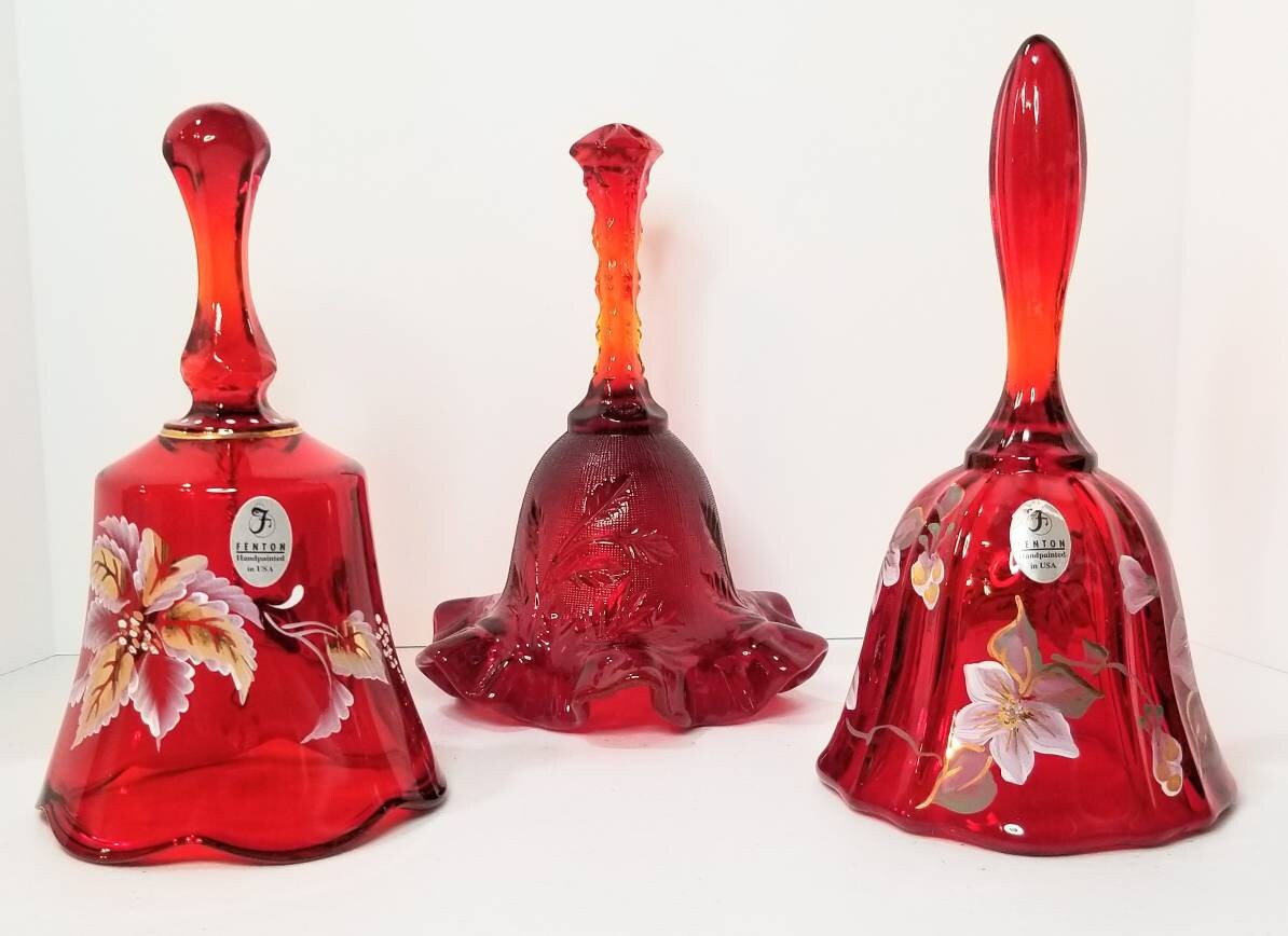 FENTON bells Includes ALL 3 Fenton bells all with crystal Etsy